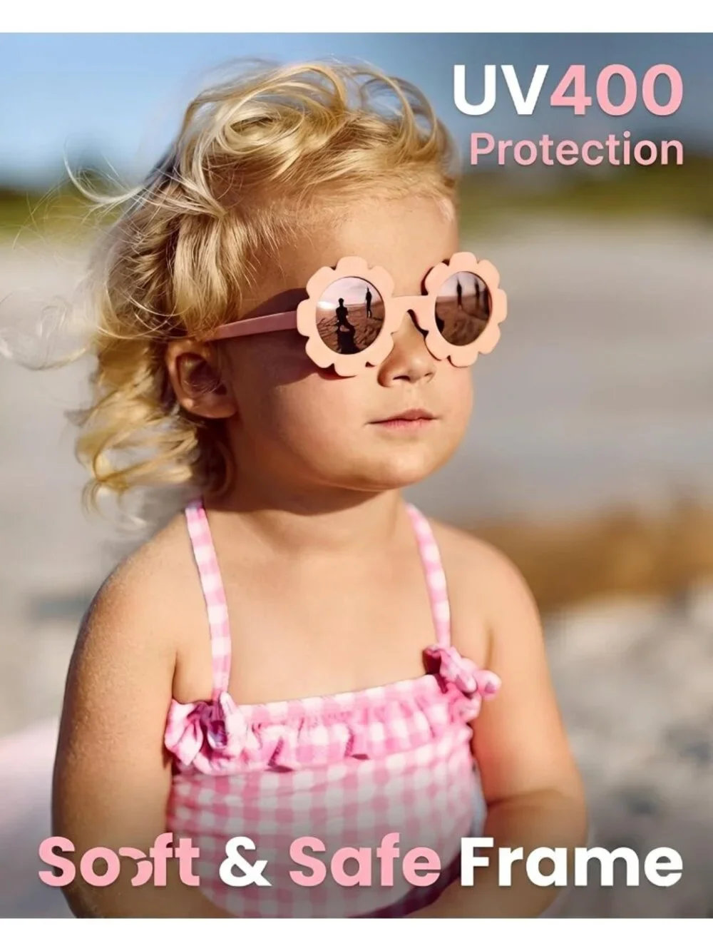 Polarized Infant Sunglasses with Strap - Unbreakable Floral Baby Shades 0-12M